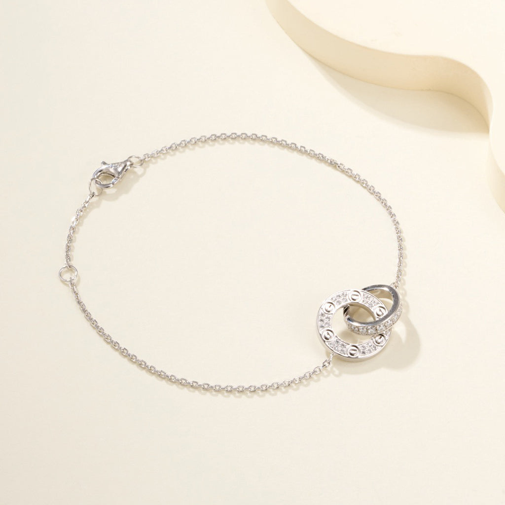 [Renovia Jewelry]LOVE DOUBLE RING FULL DIAMOND BRACELET