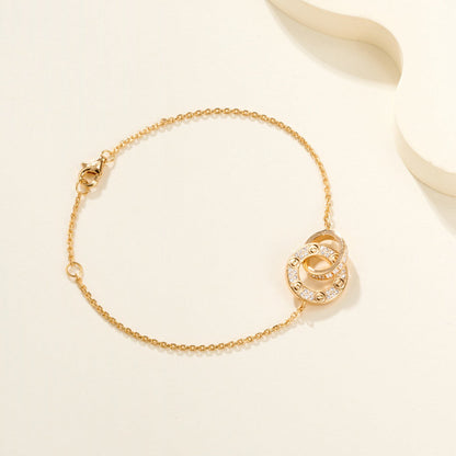 [Renovia Jewelry]LOVE DOUBLE RING FULL DIAMOND BRACELET