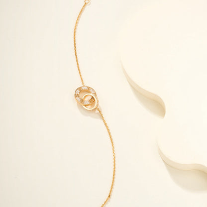 [Renovia Jewelry]LOVE DOUBLE RING FULL DIAMOND BRACELET