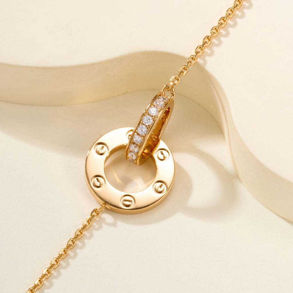 [Renovia Jewelry]LOVE DOUBLE RING FULL DIAMOND BRACELET