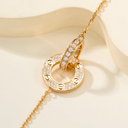 [Renovia Jewelry]LOVE DOUBLE RING FULL DIAMOND BRACELET