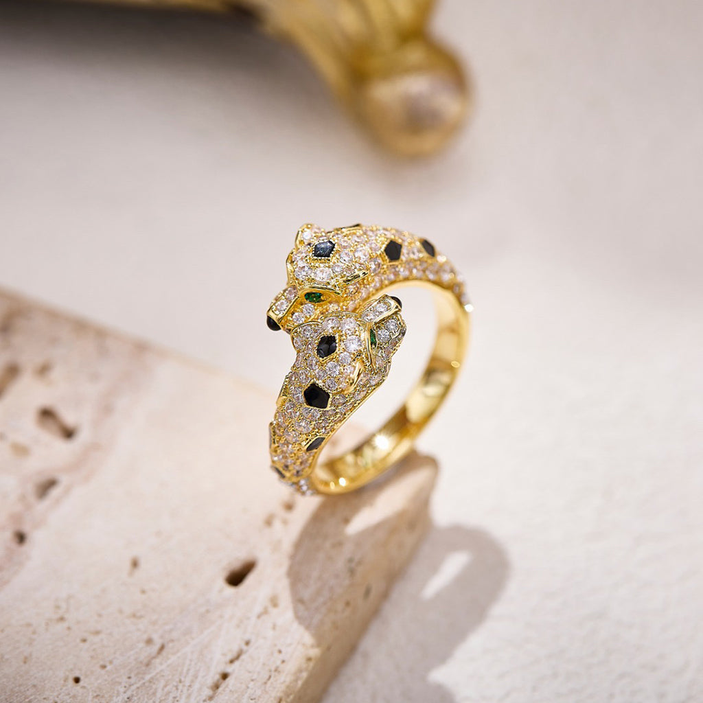 [Renovia Jewelry]PANTHERE DOUBLE HEADED FULL DIAMOND  RING