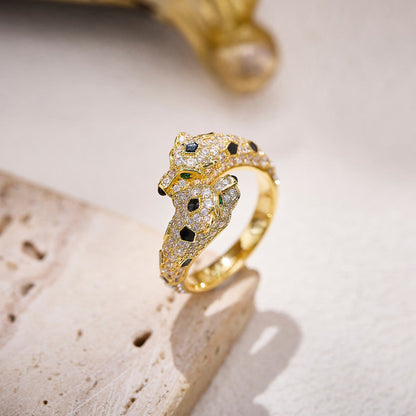 [Renovia Jewelry]PANTHERE DOUBLE HEADED FULL DIAMOND  RING