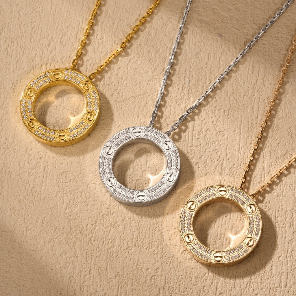 [Renovia Jewelry]LOVE NECKLACE 16MM  FULL DIAMOND