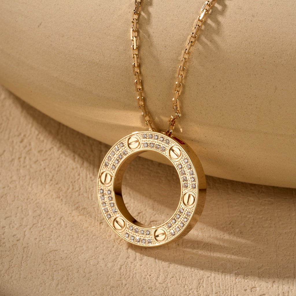 [Renovia Jewelry]LOVE NECKLACE 16MM  FULL DIAMOND
