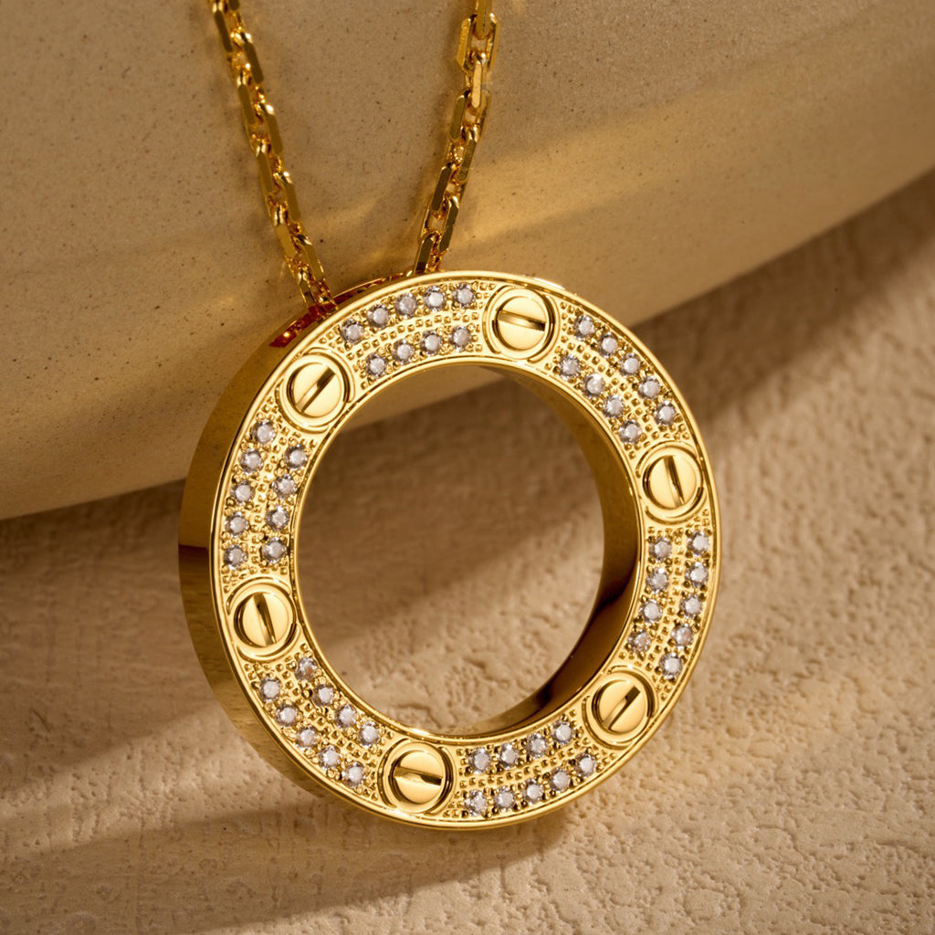 [Renovia Jewelry]LOVE NECKLACE 16MM  FULL DIAMOND