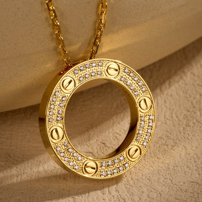 [Renovia Jewelry]LOVE NECKLACE 16MM  FULL DIAMOND