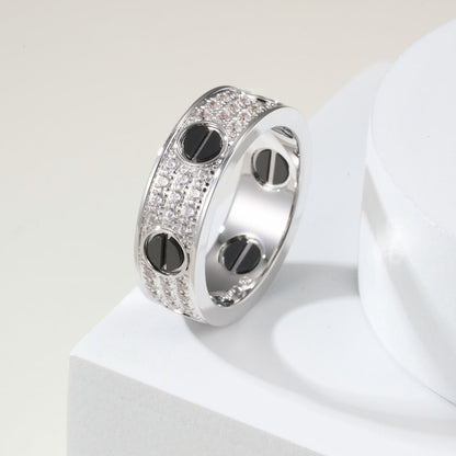 [Renovia Jewelry]LOVE RING 5.5MM DIAMONDS PAVED CERAMIC