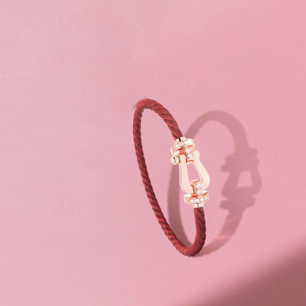 [Renovia Jewelry]FORCE 10 HALF DIAMOND PINK GOLD RED CORDERI LARGE AND MEDIUM MODEL