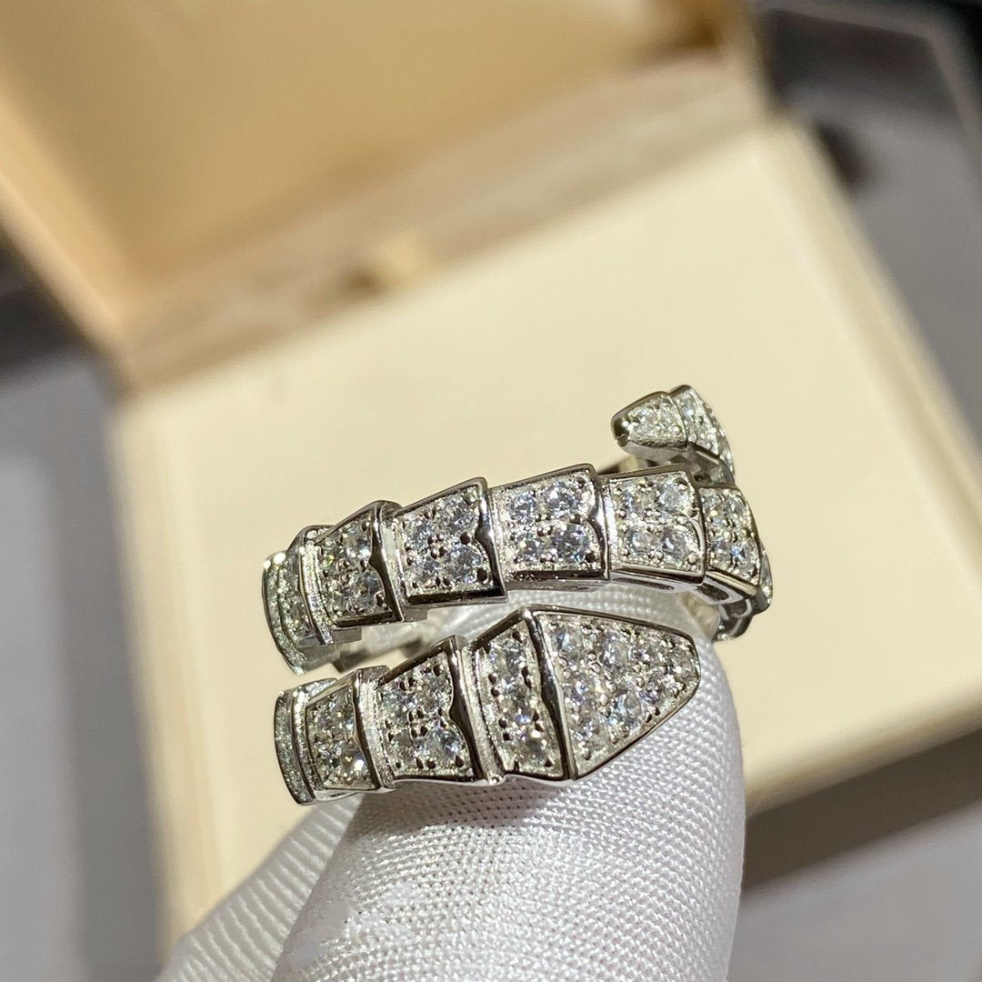 [Renovia Jewelry]SERPENTI DOUBLE RING SILVER DIAMOND PAVED