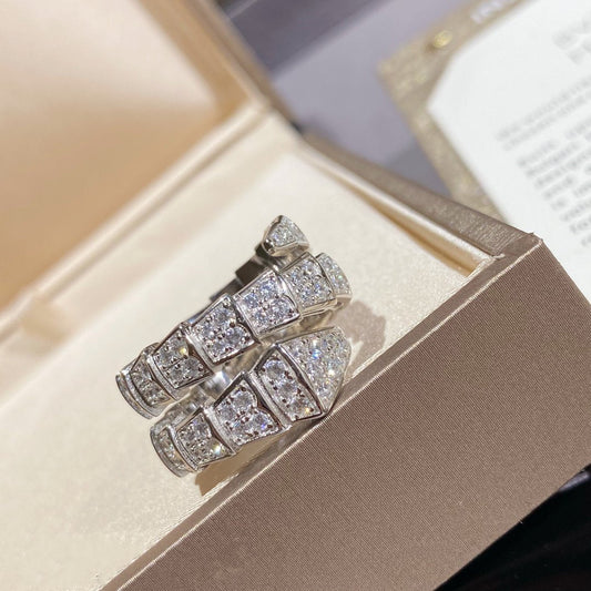 [Renovia Jewelry]SERPENTI DOUBLE RING SILVER DIAMOND PAVED