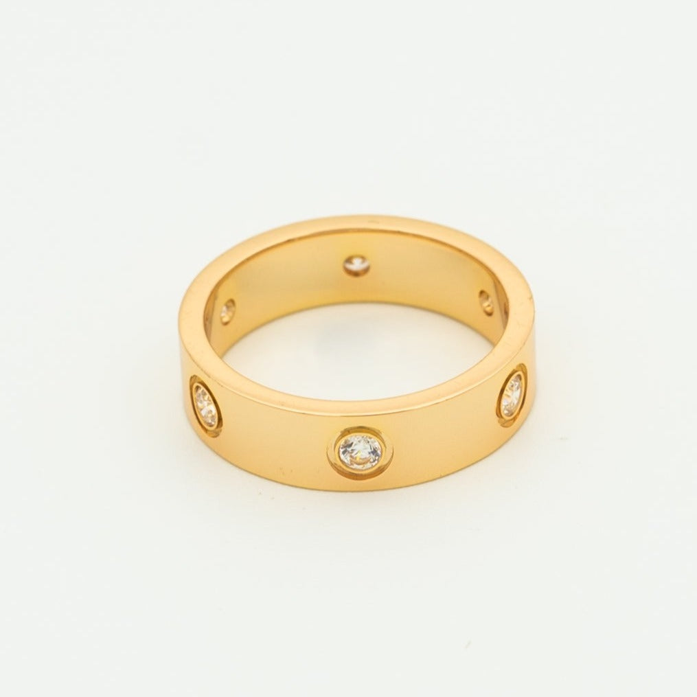 [Renovia Jewelry]LOVE RING 5.5MM 6 DIAMONDS PINK GOLD
