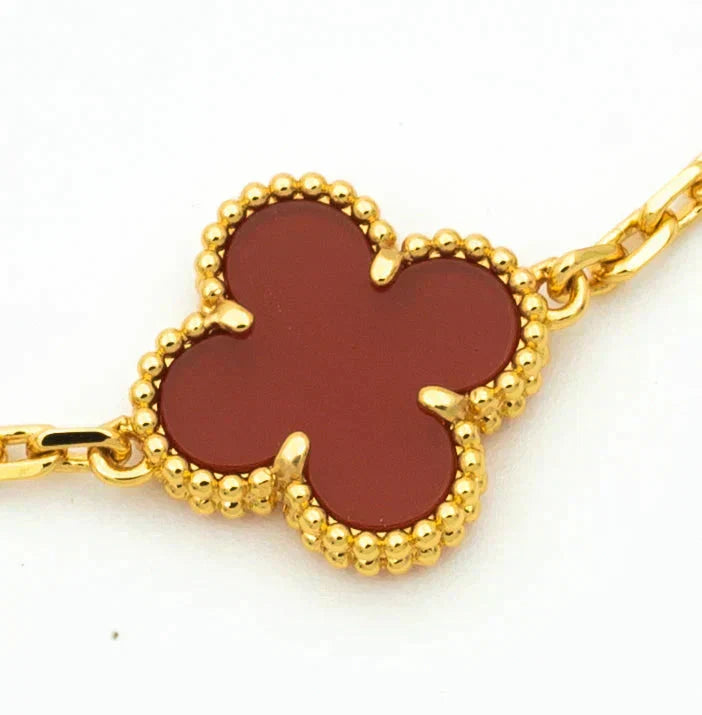 [Renovia Jewelry] CLOVER 5 MOTIF RED CORNELIAN BRACELET COLLECTION