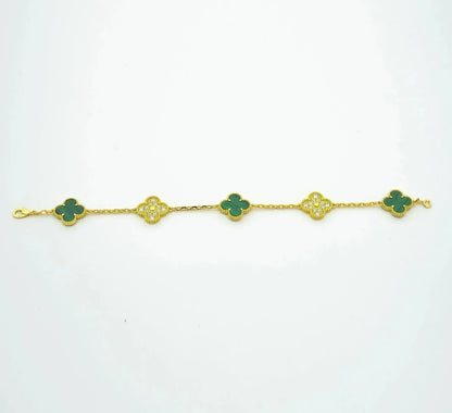 [Renovia Jewelry] CLOVER 5 MOTIF MALACHITE BRACELET COLLECTION