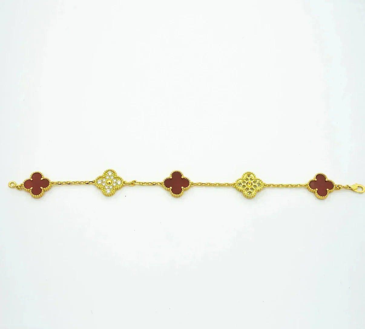 [Renovia Jewelry] CLOVER 5 MOTIF RED CORNELIAN BRACELET COLLECTION