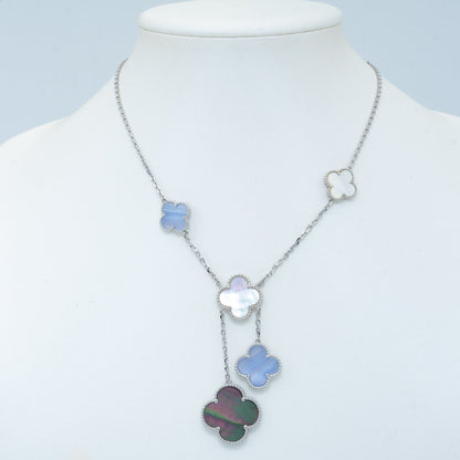 [Renovia Jewelry]CLOVER MOP CHALCEDONY NECKLACE SILVER 6 MOTIF