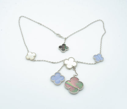 [Renovia Jewelry]CLOVER MOP CHALCEDONY NECKLACE SILVER 6 MOTIF