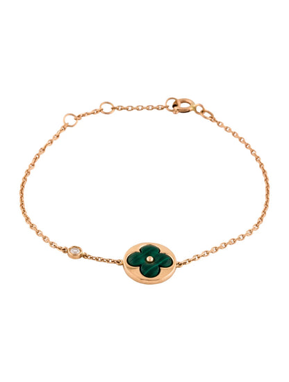 [Renovia Jewelry]SUN MALACHITE 1 DIAMOND PINK GOLD BRACELET