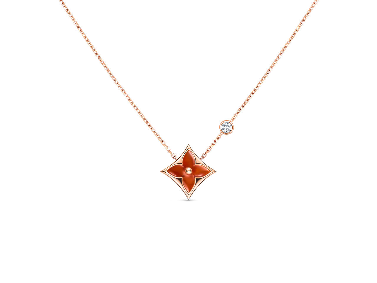 [Renovia Jewelry]STAR NECKLACE PINK GOLD 1 DIAMOND