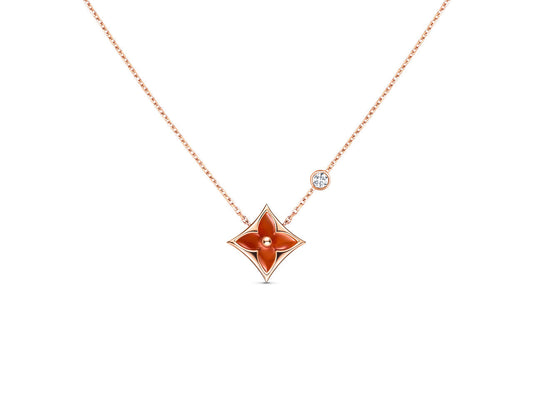 [Renovia Jewelry]STAR NECKLACE PINK GOLD 1 DIAMOND