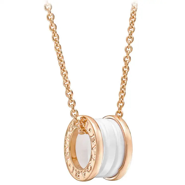 [Renovia Jewelry]ZERO 1 WHITE CERAMIC PINK GOLD DIAMOND NECKLACE