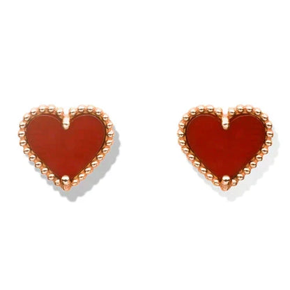 [Renovia Jewelry]HEART CARNELIAN STUD EARRINGS