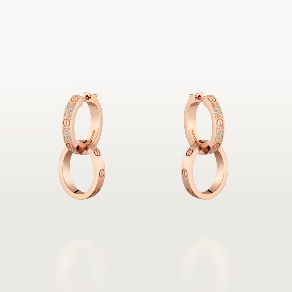 [Renovia Jewelry]LOVE 3.3MM DANGLE HALF DIAMOND EARRINGS