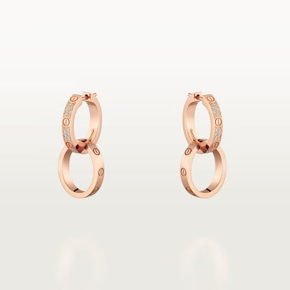 [Renovia Jewelry]LOVE 3.3MM DANGLE HALF DIAMOND EARRINGS