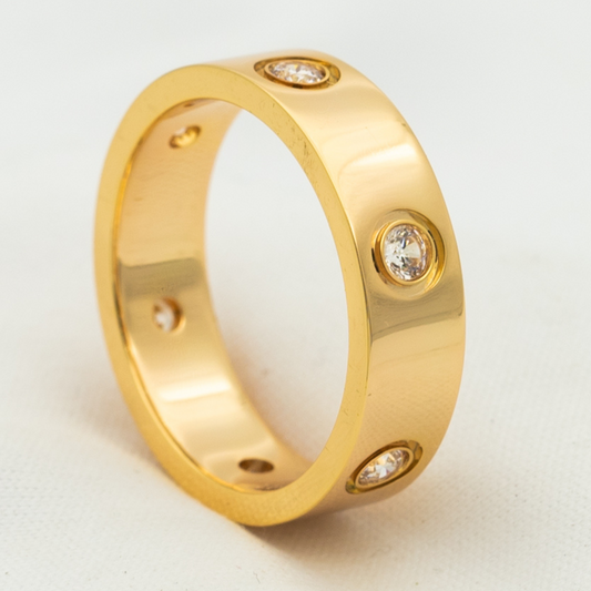 [Renovia Jewelry]LOVE RING 5.5MM 6 DIAMONDS PINK GOLD