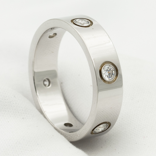 [Renovia Jewelry]LOVE RING 5.5MM 6 DIAMONDS SILVER