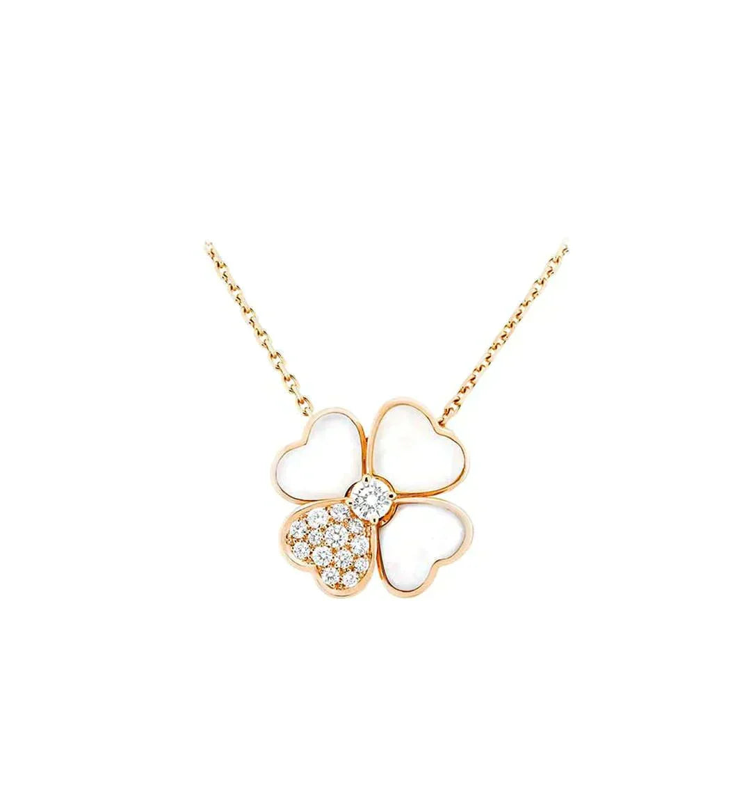 [Renovia Jewelry]CLOVER MOP DIAMOND ROSE GOLD NECKLACE