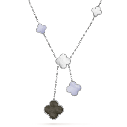 [Renovia Jewelry]CLOVER MOP CHALCEDONY NECKLACE SILVER 6 MOTIF