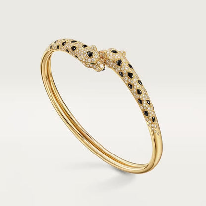 [Renovia Jewelry]PANTHERE DOUBLE HEADED HALF DIAMOND OPEN BRACELET