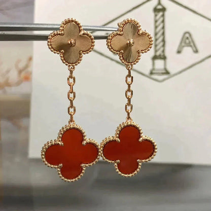 [Renovia Jewelry]CLOVER 2 MOTIF  LASER CARNELIAN EARRINGS
