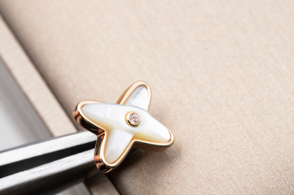 [Renovia Jewelry]JEUX DE WHITE MOP PINK GOLD DIAMOND EARRINGS
