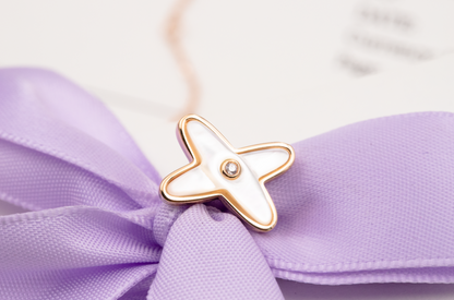 [Renovia Jewelry]JEUX DE WHITE MOP PINK GOLD DIAMOND EARRINGS