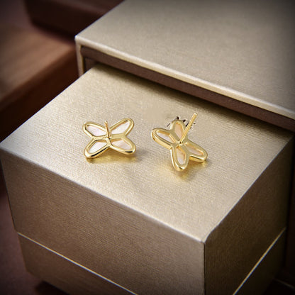 [Renovia Jewelry]JEUX DE WHITE MOP GOLD DIAMOND EARRINGS