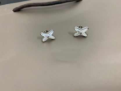 [Renovia Jewelry]JEUX DE WHITE MOP SILVER DIAMOND EARRINGS