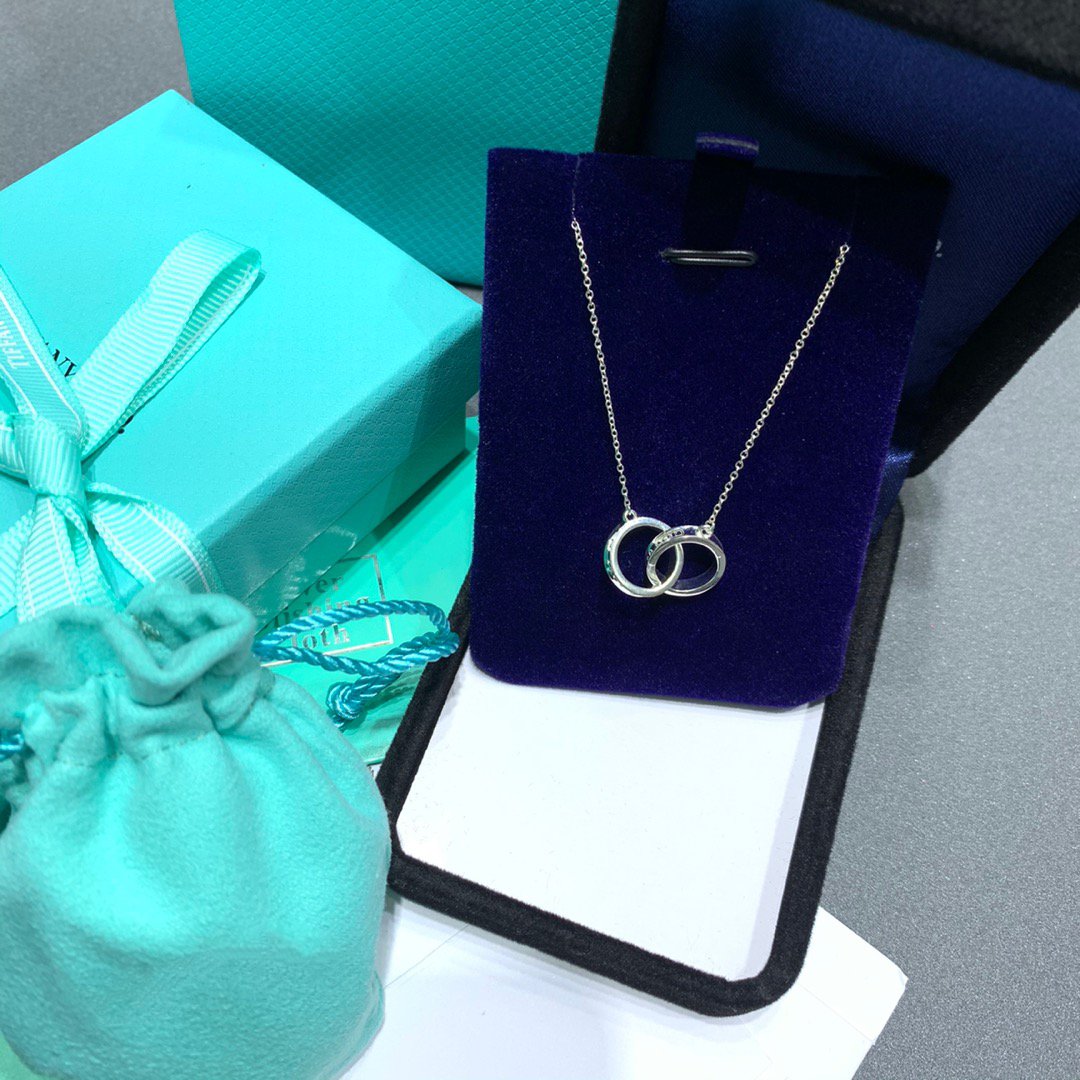 [Renovia Jewelry]INTERLOCKING CIRCLES PENDANT SILVER SMALL NECKLACE