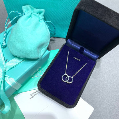 [Renovia Jewelry]INTERLOCKING CIRCLES PENDANT SILVER SMALL NECKLACE