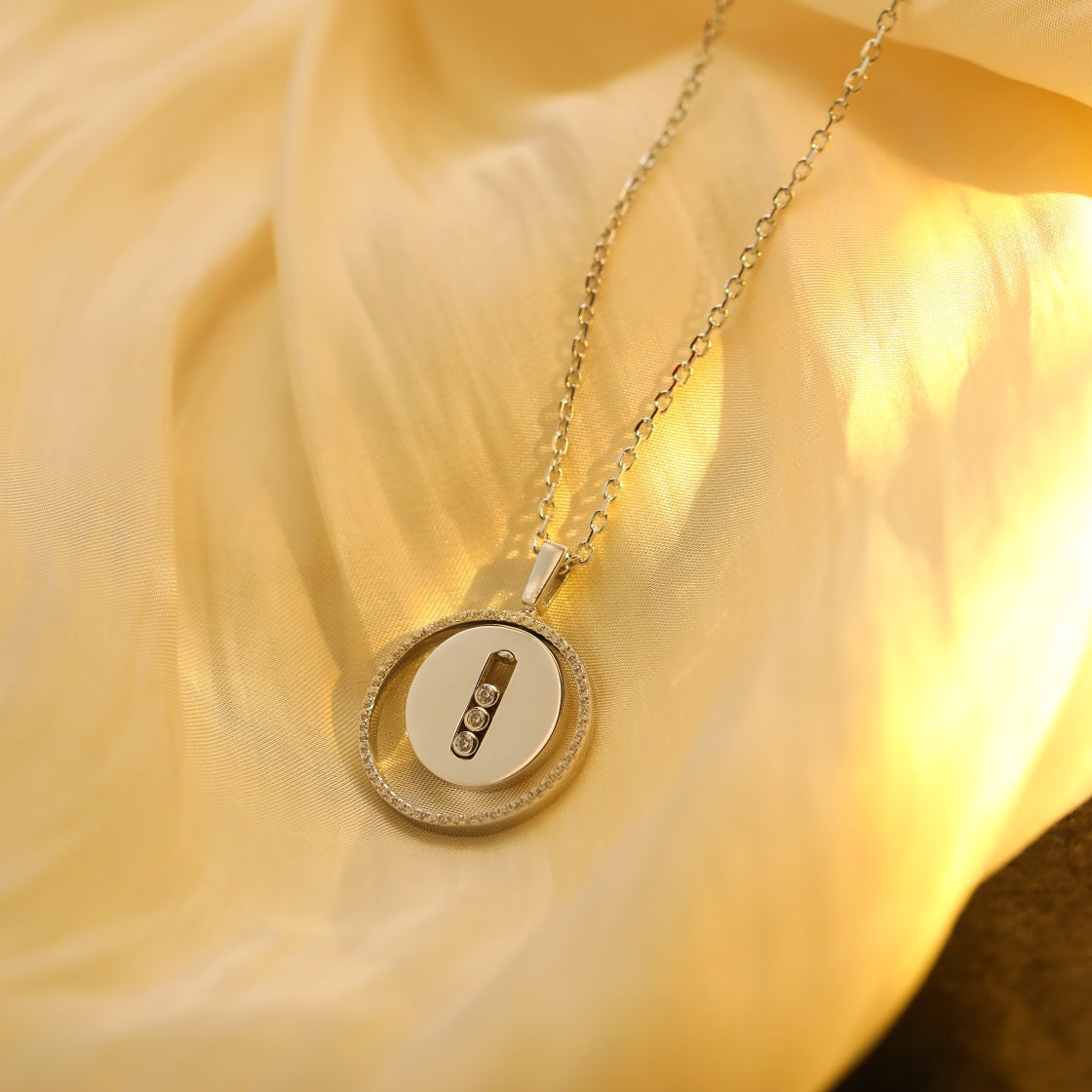 [Renovia Jewelry]LUCKY MOVE MM SILVER DIAMOND NECKLACE