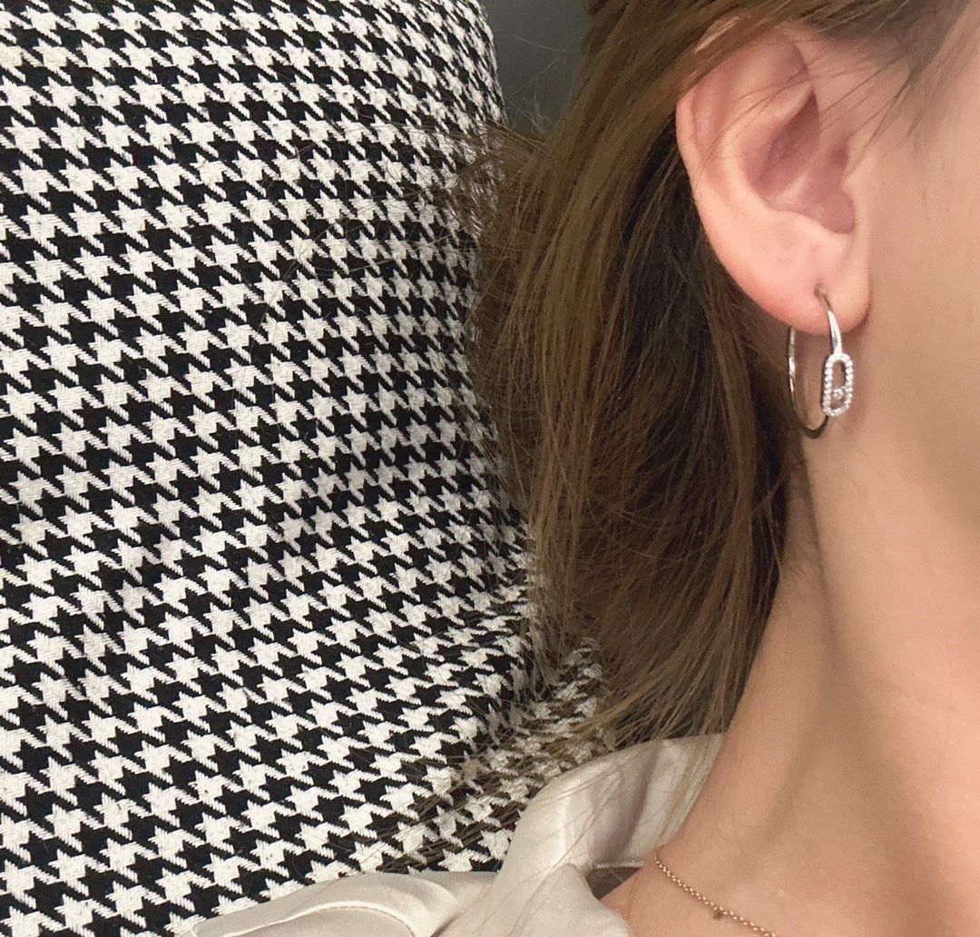 [Renovia Jewelry]CREOLES MOVE UNO PM DIAMOND EARRINGS