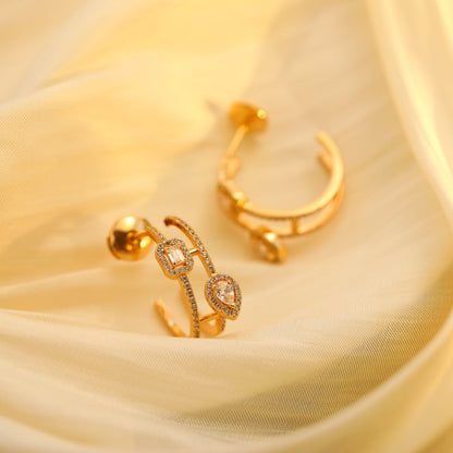 [Renovia Jewelry]CREOLES MY TWIN 2 RANGS SILVER DIAMOND EARRINGS