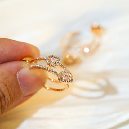 [Renovia Jewelry]CREOLES MY TWIN 2 RANGS SILVER DIAMOND EARRINGS