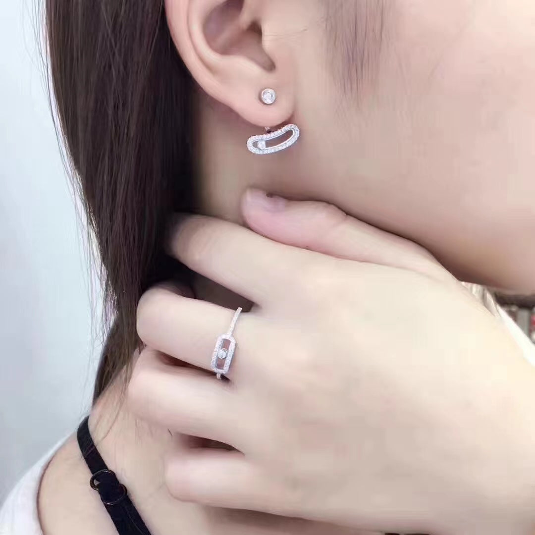 [Renovia Jewelry]MOVE UNO SILVER DIAMOND EARRINGS