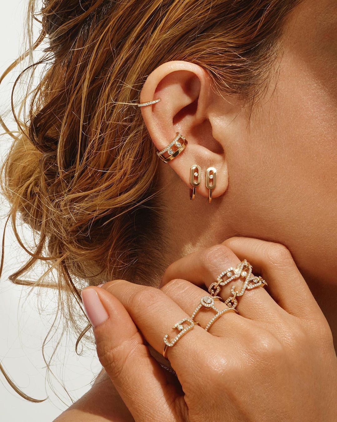 [Renovia Jewelry]CREOLES MOVE UNO MINI 1 DIAMOND EARRINGS