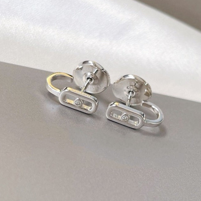 [Renovia Jewelry]CREOLES MOVE UNO MINI 1 DIAMOND EARRINGS