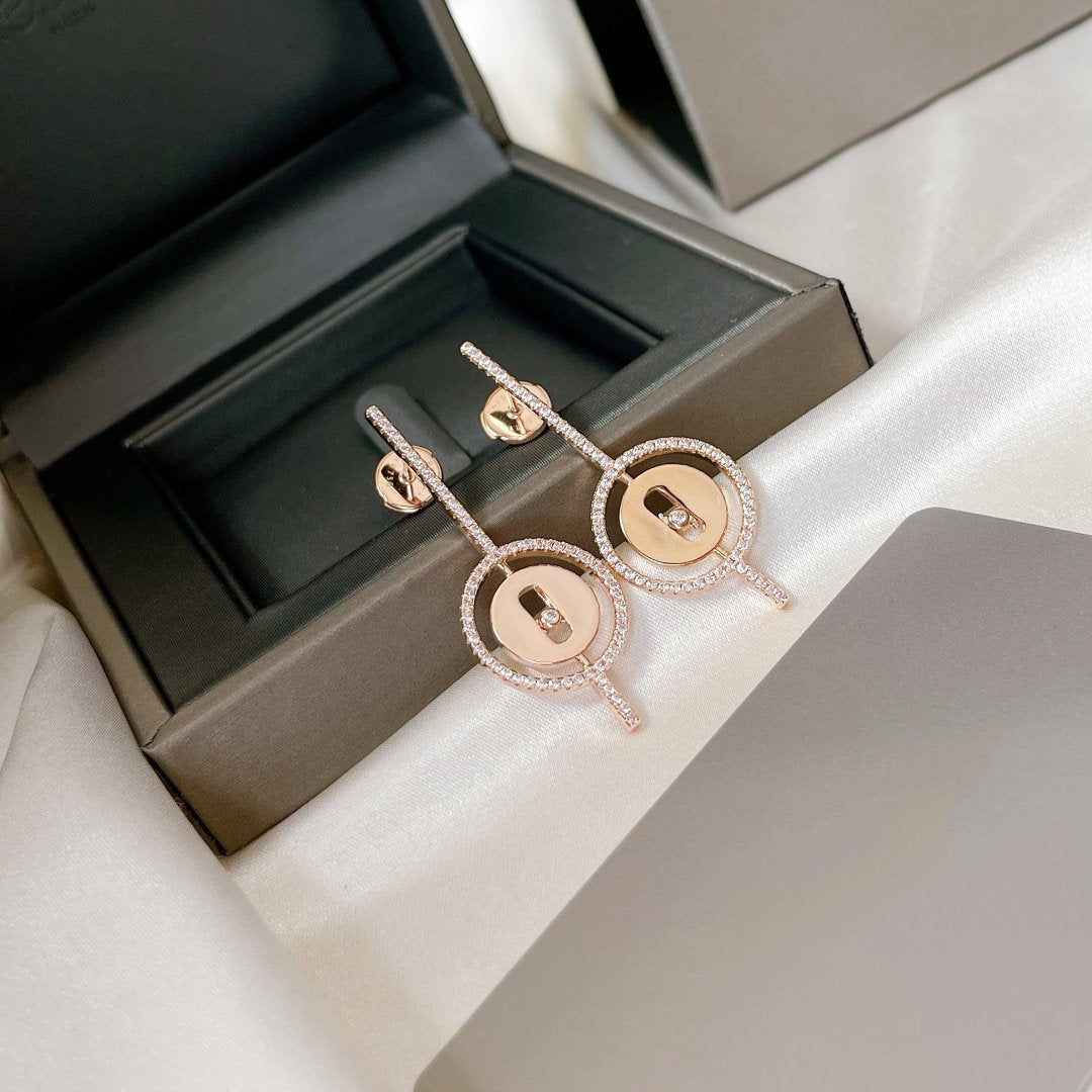 [Renovia Jewelry]LUCKY MOVE ARROW PINK GOLD DIAMOND EARRINGS
