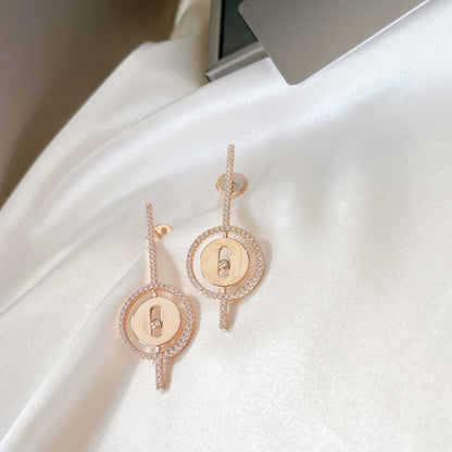 [Renovia Jewelry]LUCKY MOVE ARROW PINK GOLD DIAMOND EARRINGS