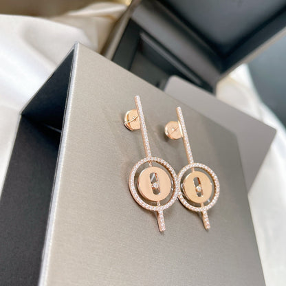 [Renovia Jewelry]LUCKY MOVE ARROW PINK GOLD DIAMOND EARRINGS